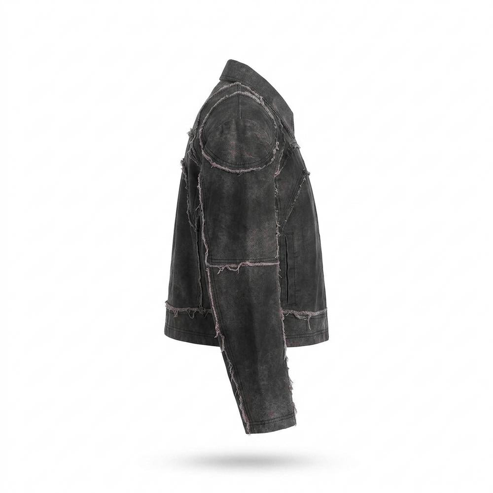 Allsaints Leather - Selom | Deconstructed Cropped Leather Jacket Unisex