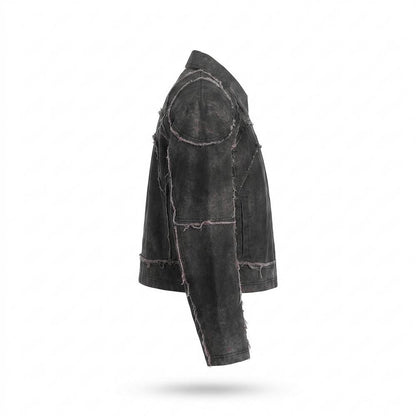 Allsaints Leather - Selom | Deconstructed Cropped Leather Jacket Unisex