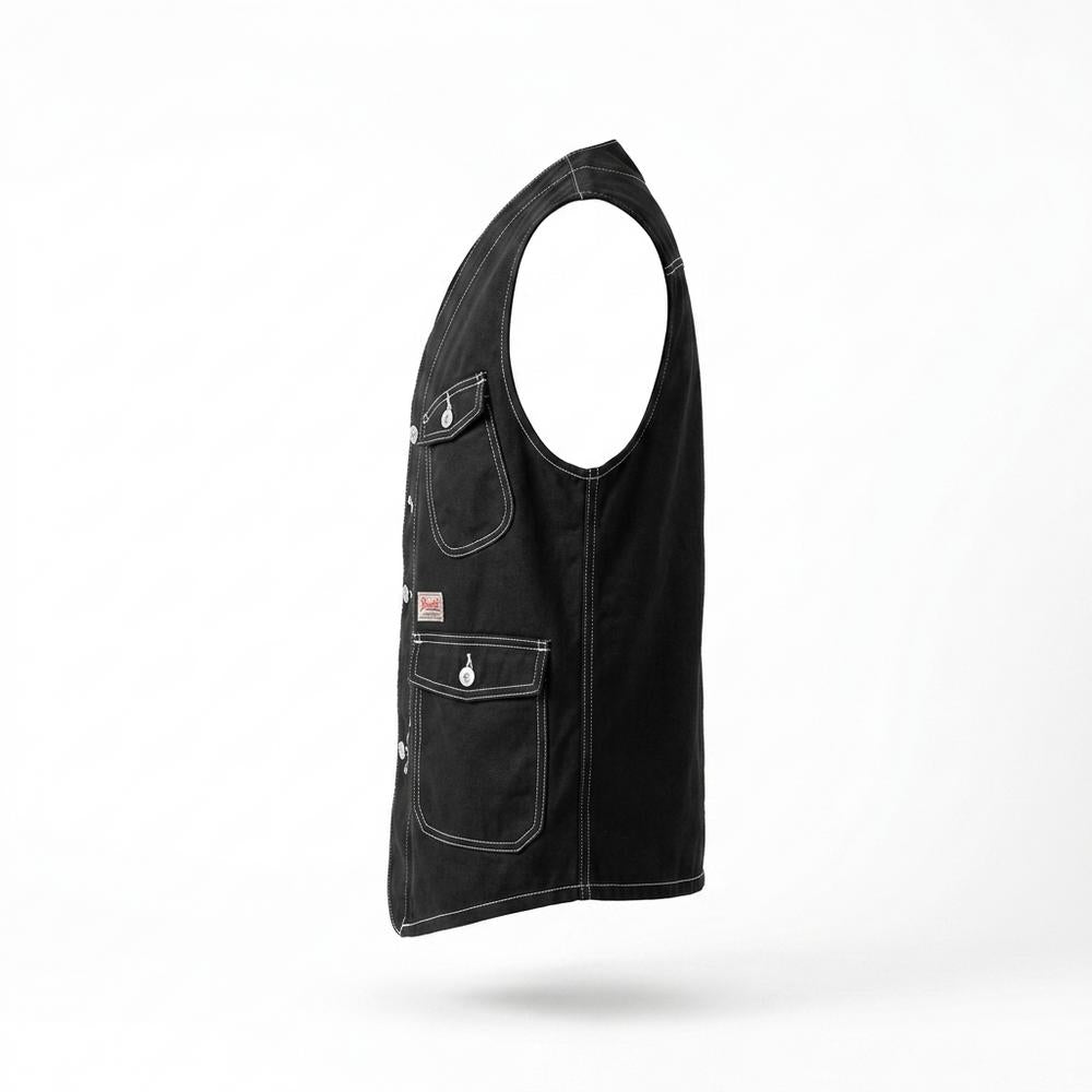 Allsaints Leather - Tadin | Contrast-Stitched Multi-Pocket Vest Men