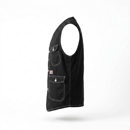 Allsaints Leather - Tadin | Contrast-Stitched Multi-Pocket Vest Men