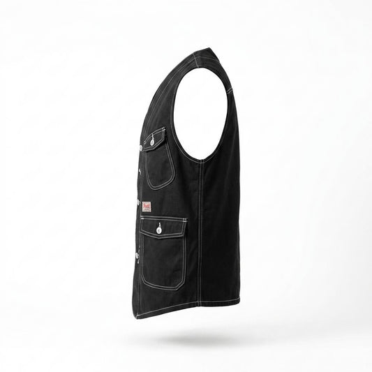 Allsaints Leather - Tadin | Contrast-Stitched Multi-Pocket Vest Men