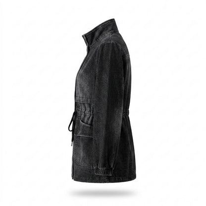 Allsaints Leather - Mimin | Drawstring-Waist Washed-Look Denim Jacket Women