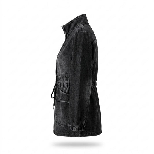 Allsaints Leather - Mimin | Drawstring-Waist Washed-Look Denim Jacket Women
