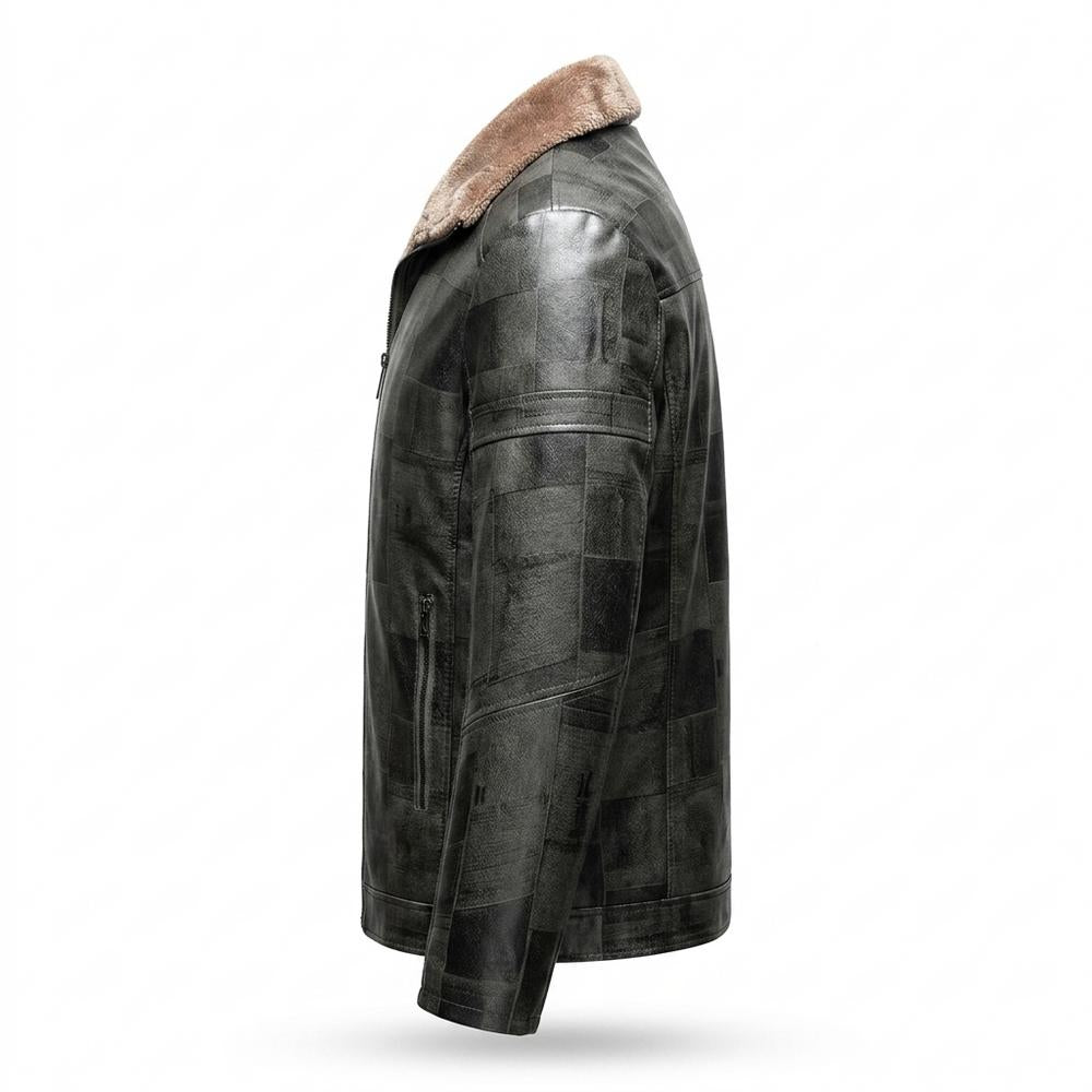 Allsaints Leather - Malan | Lined Textured Leather Jacket Men
