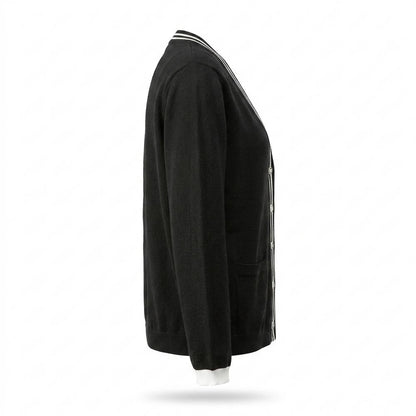 Allsaints Leather - Sosim | Striped-Trim Embroidered Knit Cardigan Women