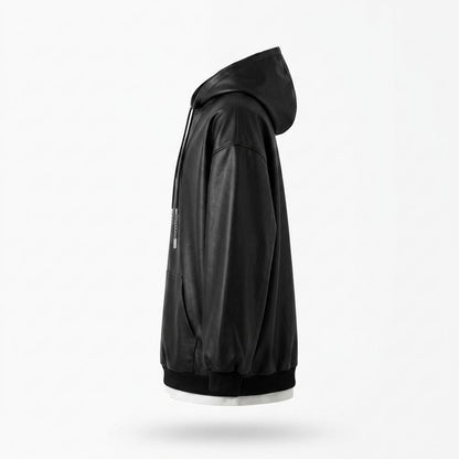 Allsaints Leather - Tikar | Oversized Faux-Leather Hoodie Unisex