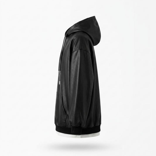 Allsaints Leather - Tikar | Oversized Faux-Leather Hoodie Unisex