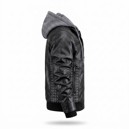 Allsaints Leather - Keram | Hooded Quilted Leather Jacket Men