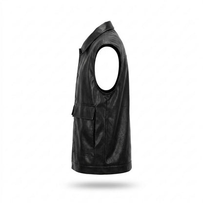 Allsaints Leather - Velor | Collared Sleeveless Vest Men