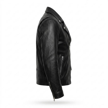 Allsaints Leather - Sevan | Asymmetrical Fitted Leather Jacket Men