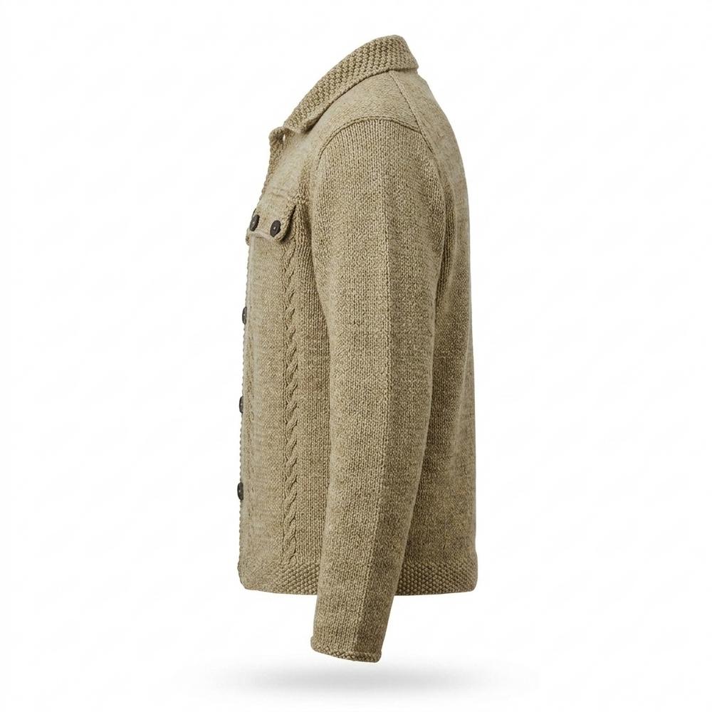 Allsaints Leather - Vaket | Cable-Knit Collared Knit Cardigan Men