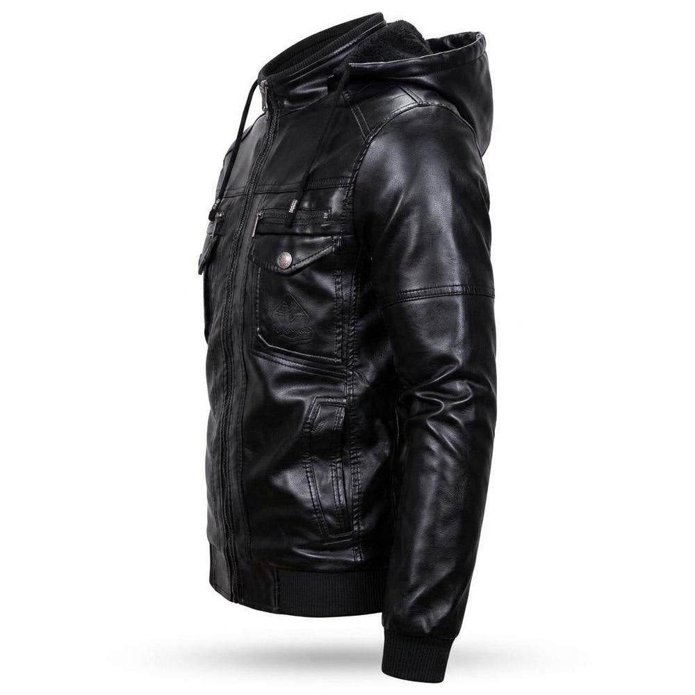 Allsaints Leather - Kelan | Hooded Quilted Leather Jacket Men
