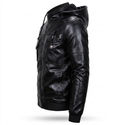 Allsaints Leather - Kelan | Hooded Quilted Leather Jacket Men