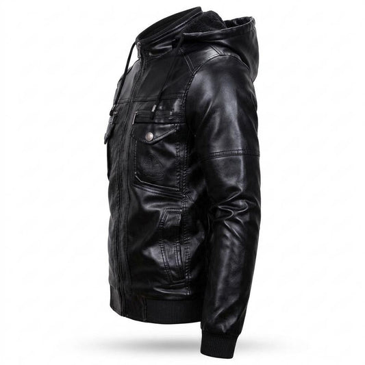Allsaints Leather - Kelan | Hooded Quilted Leather Jacket Men