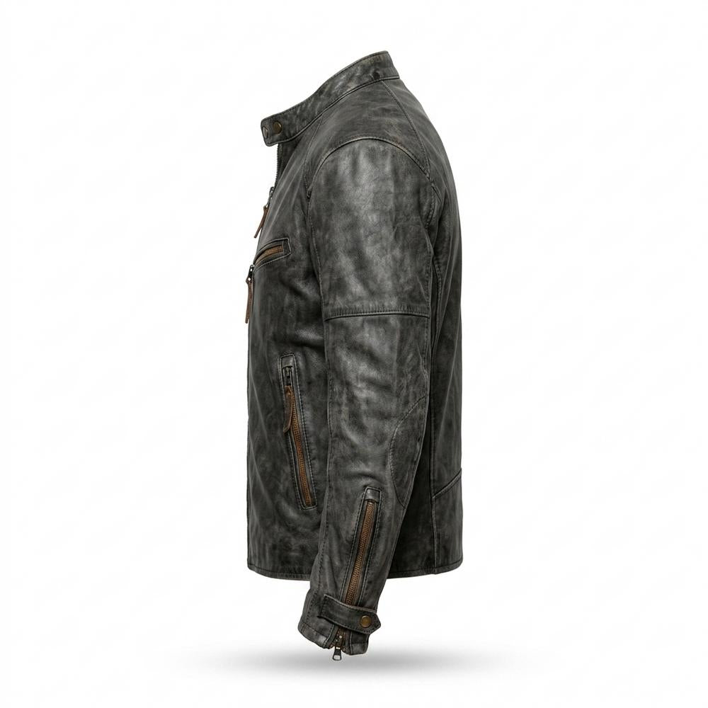 Allsaints Leather - Nilom | Patinated Zip-Up Leather Jacket Men