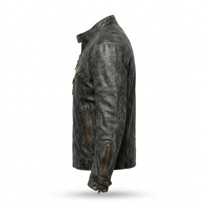Allsaints Leather - Nilom | Patinated Zip-Up Leather Jacket Men