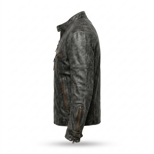 Allsaints Leather - Nilom | Patinated Zip-Up Leather Jacket Men