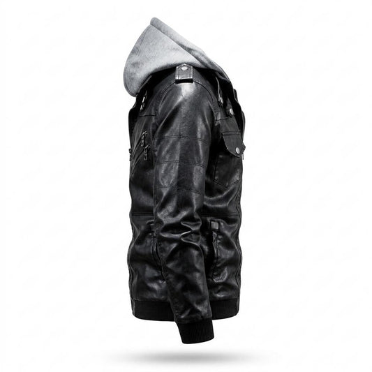 Allsaints Leather - Zidov | Hooded Zipped Leather Jacket Men