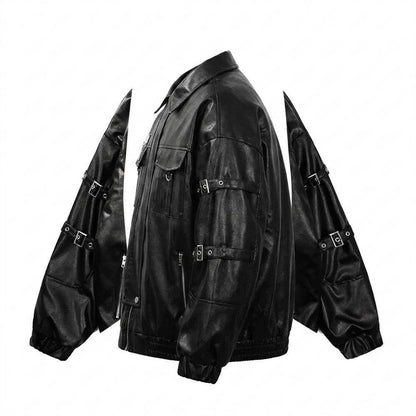 Allsaints Leather - Dazan | Oversized Buckled Leather Jacket Unisex