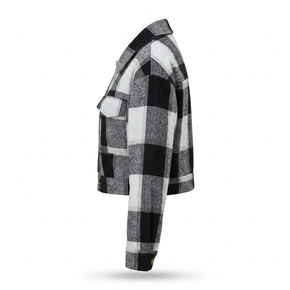 Allsaints Leather - Timor | Plaid Cropped Jacket Women