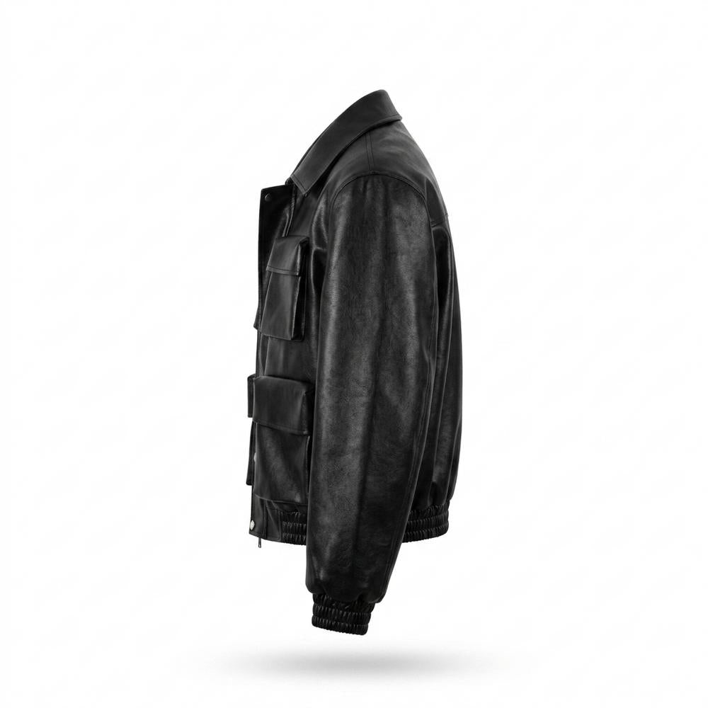 Allsaints Leather - Karel | Multi-Pocket Zip-Up Leather Jacket Unisex