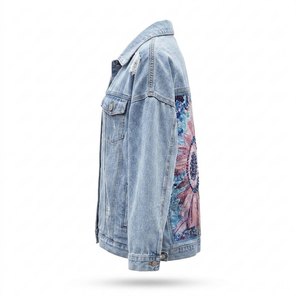 Allsaints Leather - Rilev | Printed Distressed Denim Jacket Women