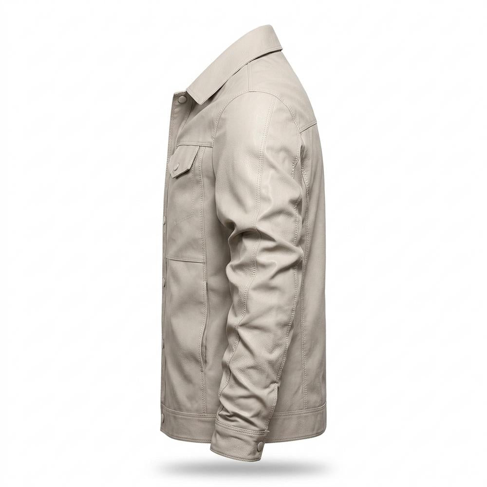 Allsaints Leather - Maven | Button-Front Collared Leather Jacket Men
