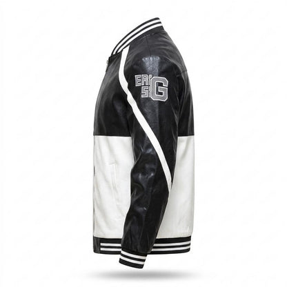 Allsaints Leather - Davan | Color-Blocked Striped Leather Jacket Men