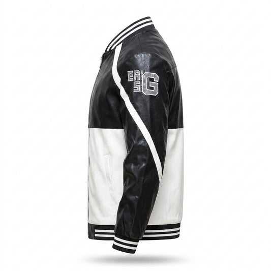 Allsaints Leather - Davan | Color-Blocked Striped Leather Jacket Men