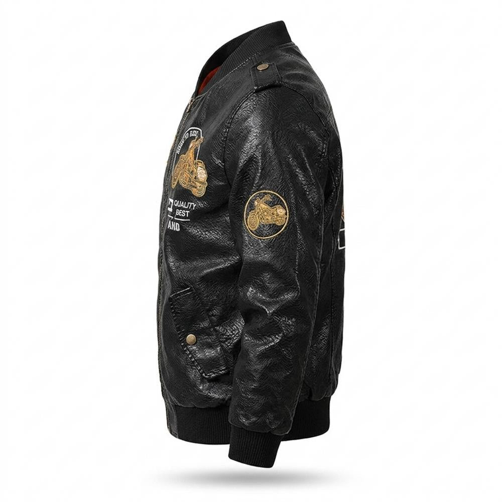 Allsaints Leather - Talan | Embroidered Zip-Up Leather Jacket Men