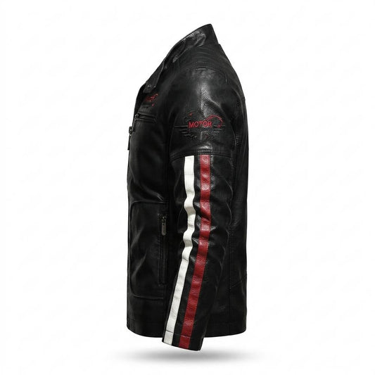 Allsaints Leather - Cosil | Striped Slim-Fit Leather Jacket Men