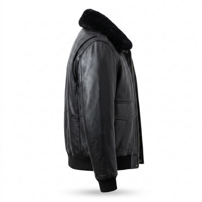 Allsaints Leather - Lakot | Fur-Collar Lined Leather Jacket Men
