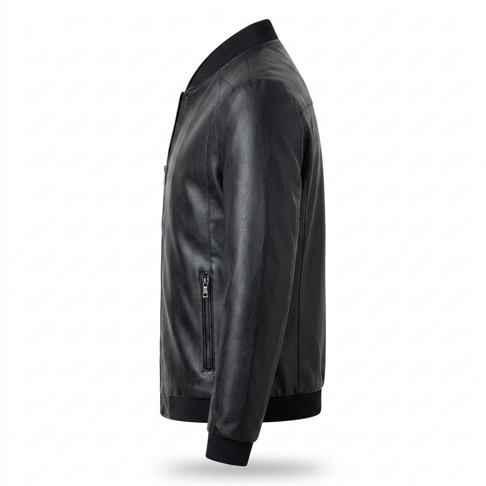 Allsaints Leather - Vemir | Zip-Up Rib-Knit Leather Jacket Men