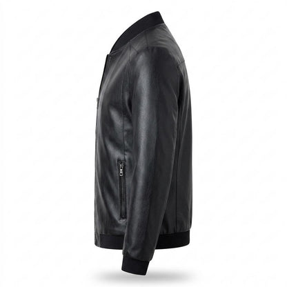 Allsaints Leather - Vemir | Zip-Up Rib-Knit Leather Jacket Men