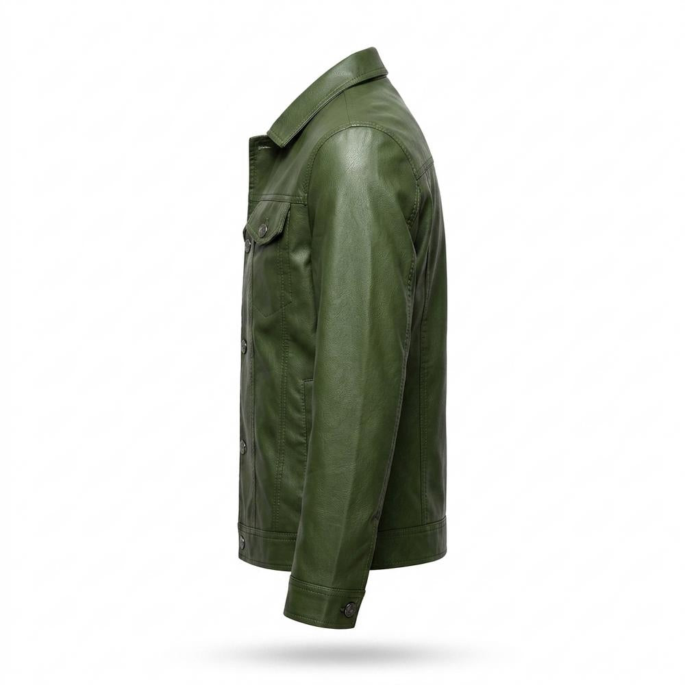 Allsaints Leather - Zalom | Button-Front Collared Leather Jacket Men