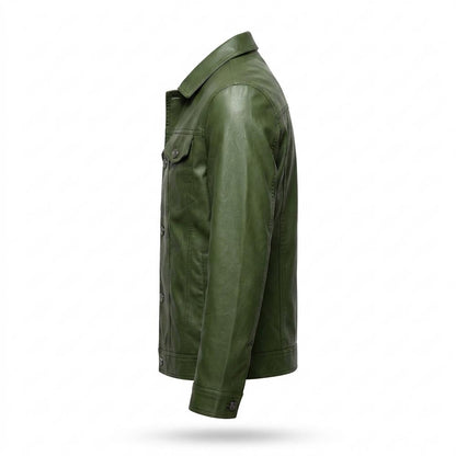Allsaints Leather - Zalom | Button-Front Collared Leather Jacket Men