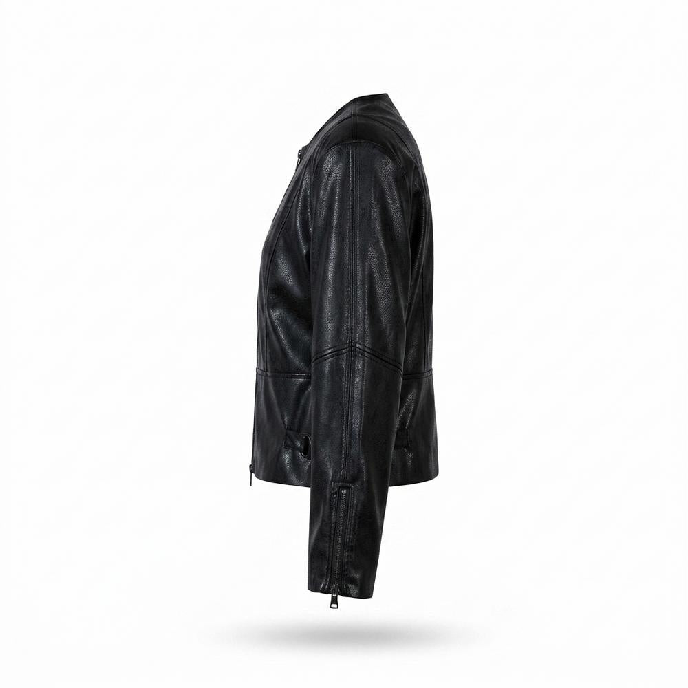 Allsaints Leather - Rivan | Collarless Zipped Leather Jacket Women
