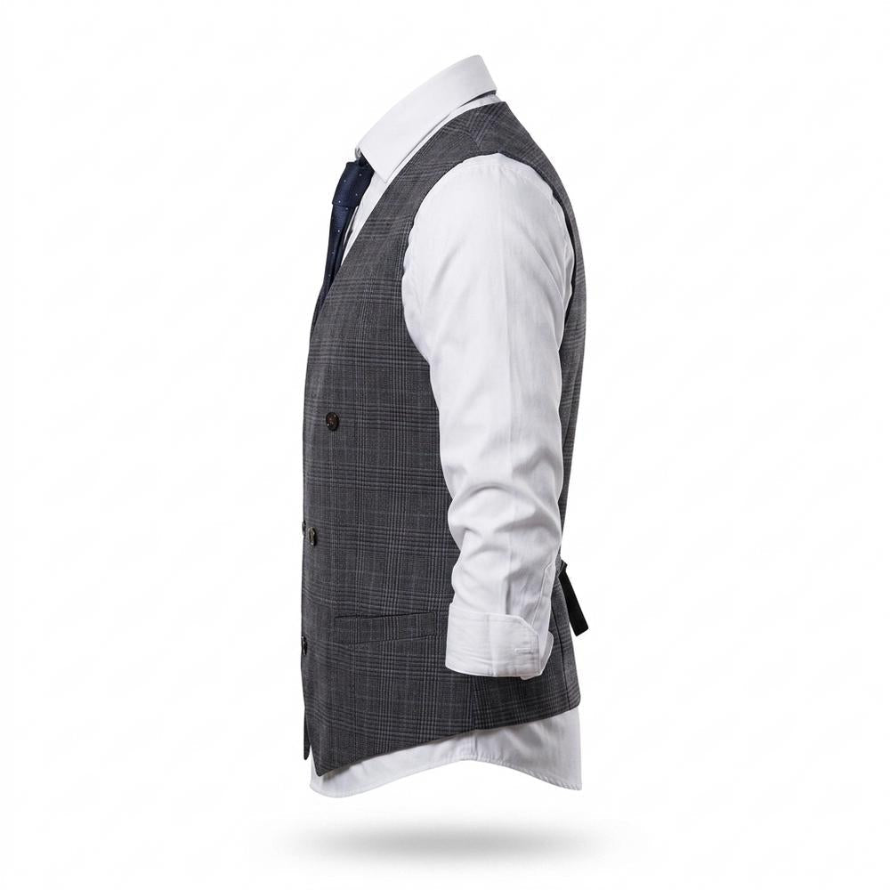 Allsaints Leather - Leral | Double-Breasted Plaid Vest Men