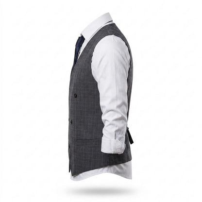 Allsaints Leather - Leral | Double-Breasted Plaid Vest Men