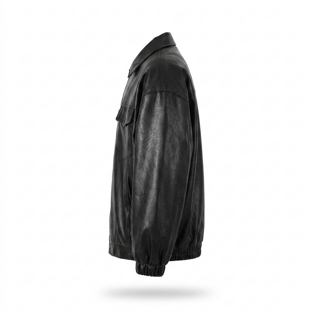 Allsaints Leather - Nidan | Oversized Buttoned Leather Jacket Unisex