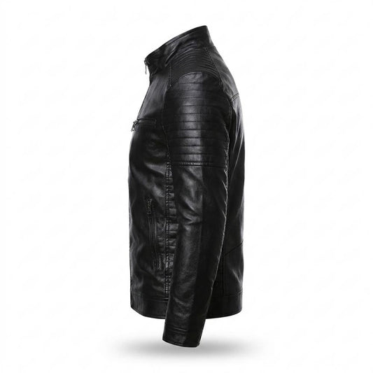 Allsaints Leather - Vonat | Zip-Up Quilted-Shoulder Leather Jacket Men