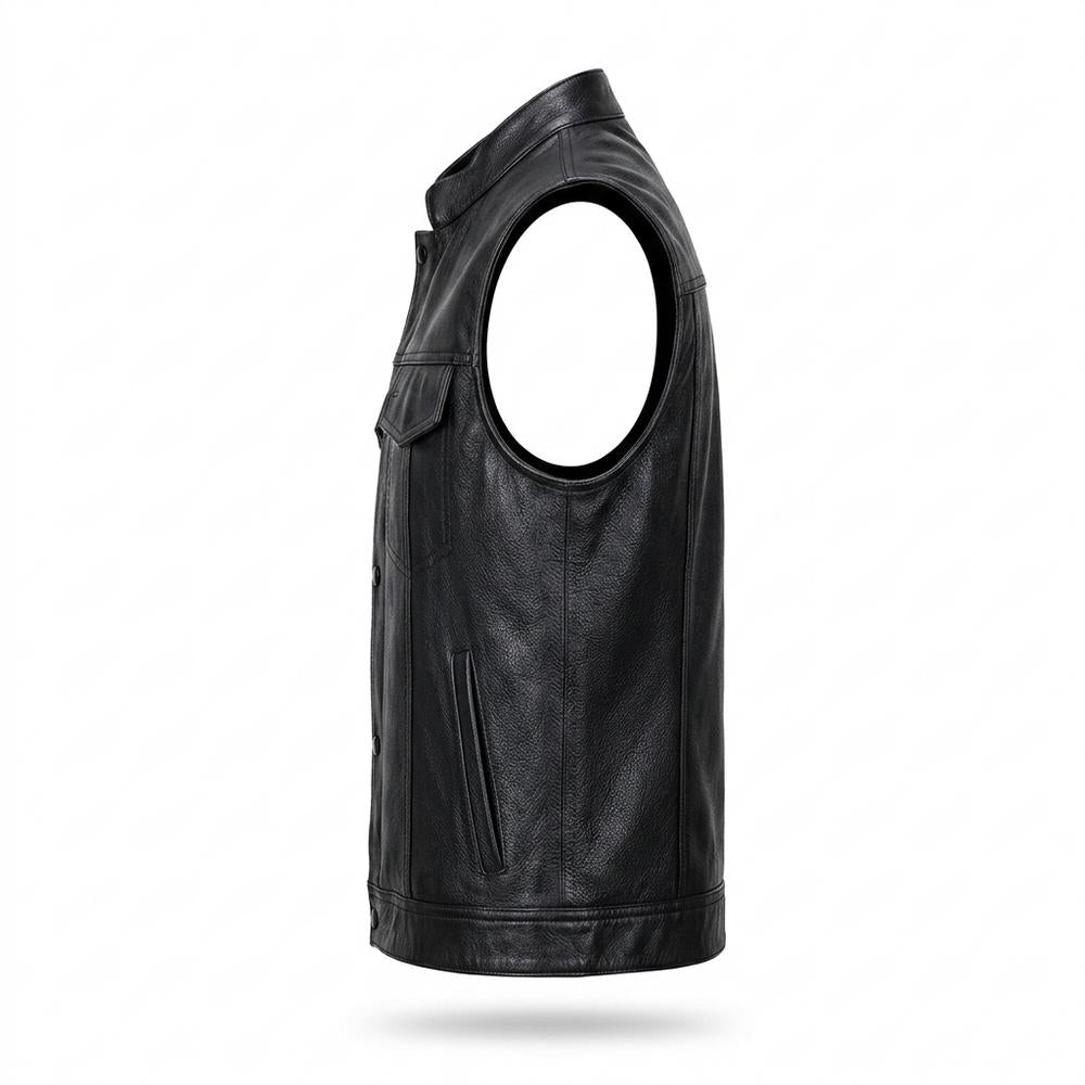 Allsaints Leather - Curik | Leather Collared Vest Men