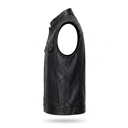 Allsaints Leather - Curik | Leather Collared Vest Men