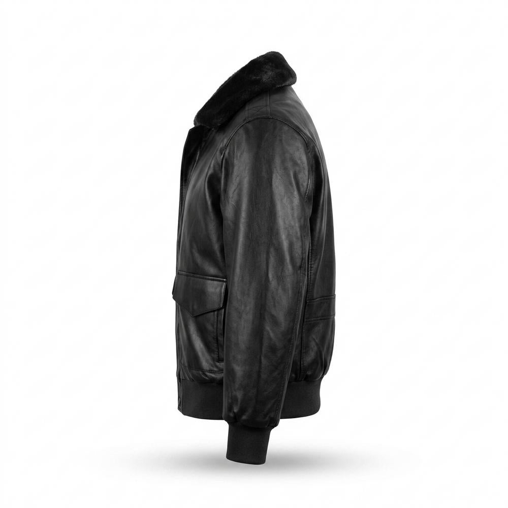 Allsaints Leather - Nesin | Faux-Fur Collar Zip-Up Leather Jacket Men