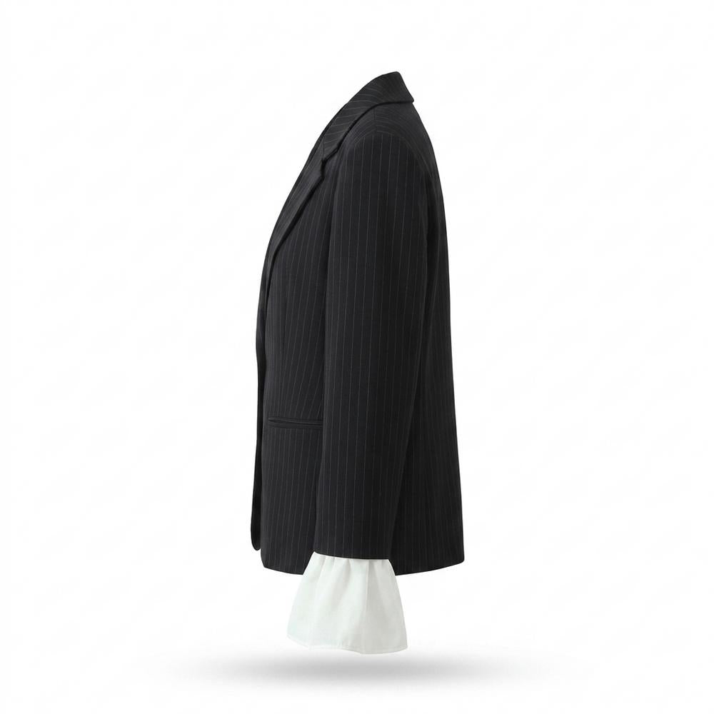 Allsaints Leather - Comel | Pinstriped Ruffle-Cuff Blazer Women