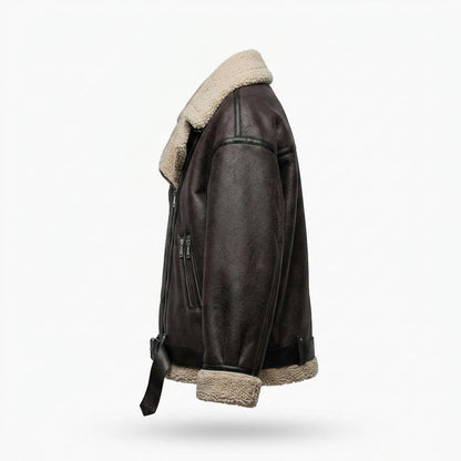 Allsaints Leather - Eltor | Shearling-Lined Oversized Leather Jacket Women