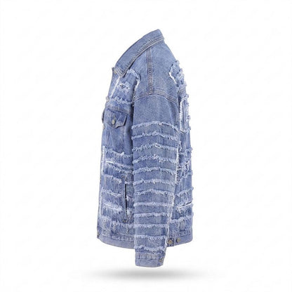 Allsaints Leather - Nilal | Distressed Patchwork Denim Jacket Unisex