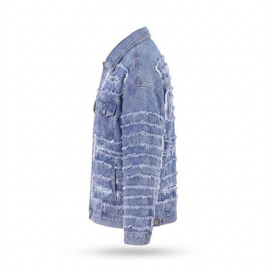 Allsaints Leather - Nilal | Distressed Patchwork Denim Jacket Unisex