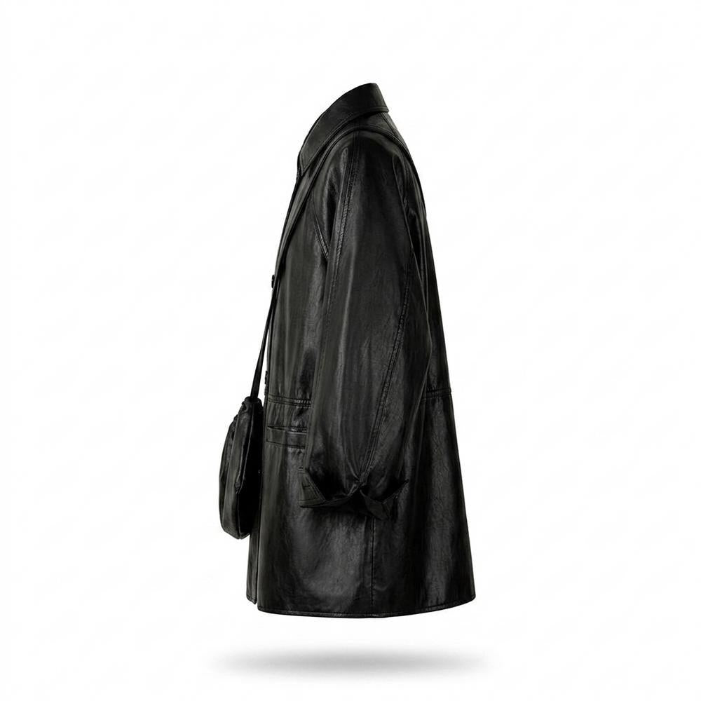 Allsaints Leather - Zaren | Button-Front Oversized Coat Unisex