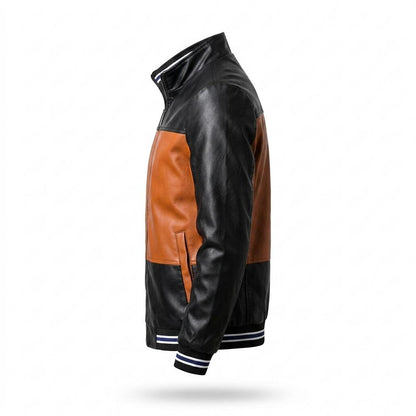 Allsaints Leather - Elzan | Color-Blocked Zip-Front Leather Jacket Men